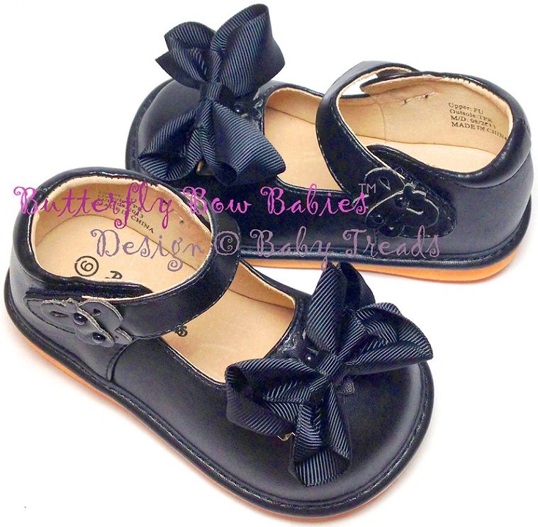 Girls Squeaky Shoes Black New Unique Add A Bow Design U Choose Bow or ...
