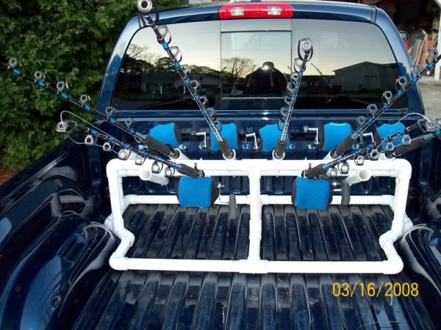 Pvc rod holder for a truck bed.  Fishing rod holder, Rod holder