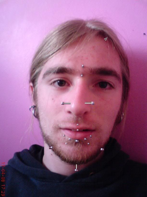 So, the vertical bridge, labret and ear piercings are "real", 