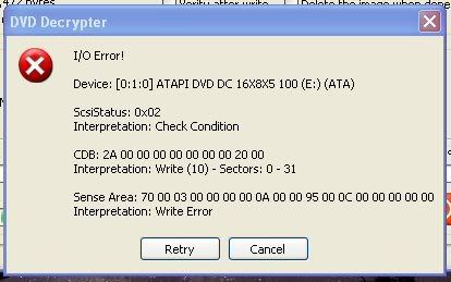 dvd decrypter error codes
