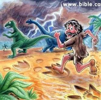 Scientific proof that people coexisted with dinosaurs. (Illustration)