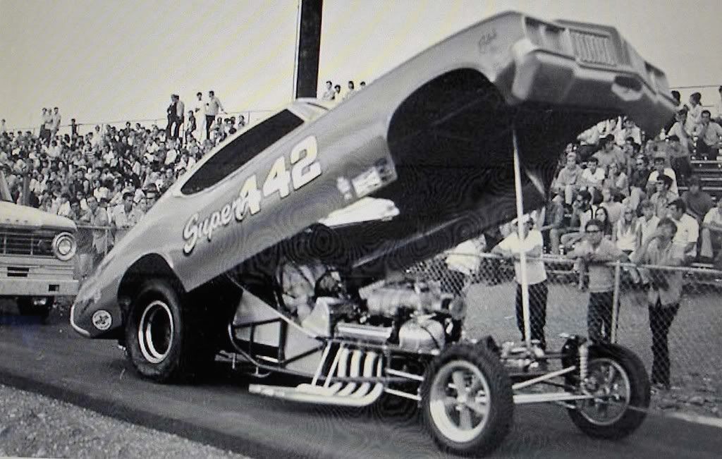Here's the 442 Funny Car with the body up Yeah it wasn't Olds powered