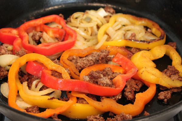 onions peppers meat