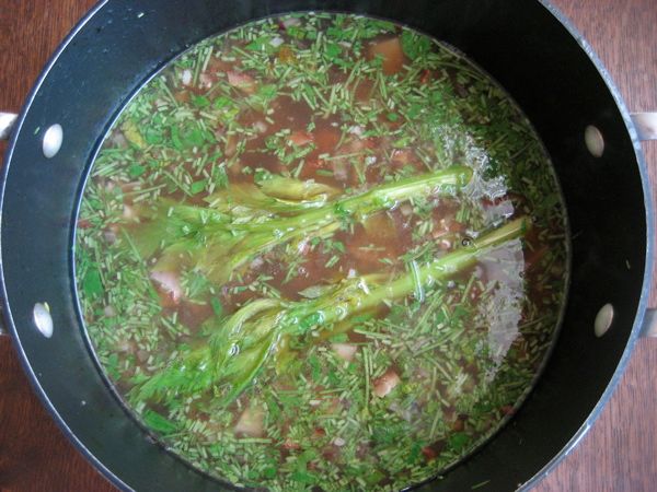 simmering soup Watercress Bacon Soup