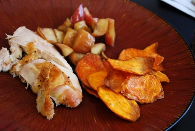 chicken 2 Apple Stuffed Roasted Chicken With Sweet Potato Chips 