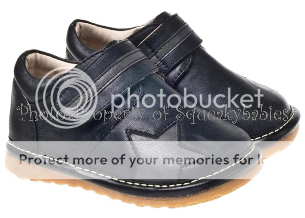   Shoes Boys Black SIngle Strap Velcro Shoe Boot Star Design VERY Nice