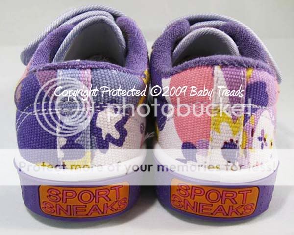 Girls Tennis Shoes Purple Flower Velcro Canvas Athletic  