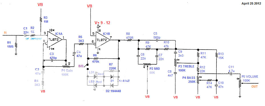 Need help with guitar Distortion pedal schematic