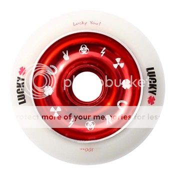 LUCKY CHARMS 100mm KICK SCOOTER WHEEL (1) White/Red Scooters Skateshop