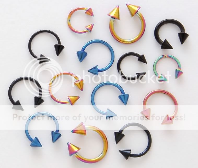 14g x 5/16 TITANIUM ANODIZED SPIKE HORSESHOE Piercings  