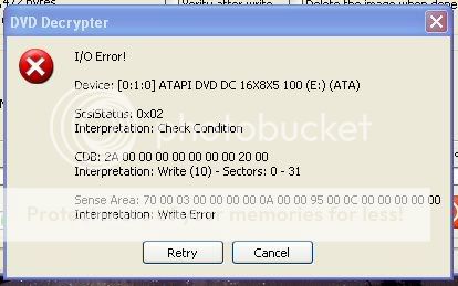 dvd decrypter errors codes