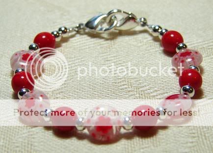 Red & White Beaded Medical ID Replacement Bracelet  