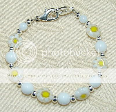 White Daisy Millefiori Medical ID Replacement Bracelet  