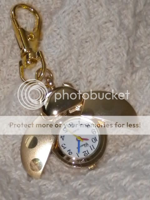 GOLD Ladybug Pendant Pocket Watch with keyring  