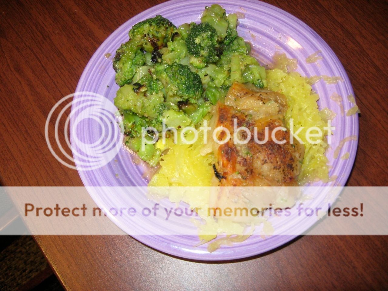 Broiled Cod on a bed of Spaghetti Squash with a side of steamed broccoli